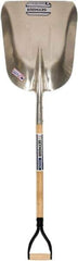 SEYMOUR-MIDWEST - 20" High x 15-1/8" Wide Square Aluminum Scoop - 36" Long Wood D-Grip Handle, No Step - Eagle Tool & Supply