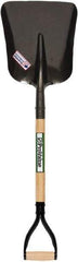 SEYMOUR-MIDWEST - 14" High x 11-1/4" Wide Square Steel Scoop - 26" Long Wood D-Grip Handle, No Step - Eagle Tool & Supply