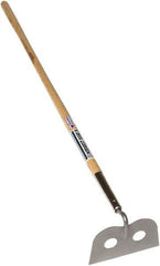 SEYMOUR-MIDWEST - 7" High x 10" Wide Square Steel Hoe - 66" Long Wood Straight Handle, No Step - Eagle Tool & Supply