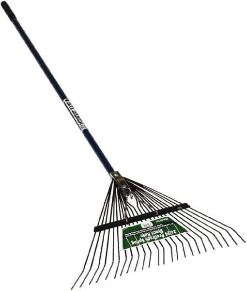 SEYMOUR-MIDWEST - Spring Brace Rake with 54" Straight Aluminum Handle - 1/2" Blade Width, 24 Tines, 13" Tine Length - Eagle Tool & Supply