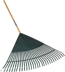 SEYMOUR-MIDWEST - Leaf Rake with 48" Straight Wood Handle - 1/2" Blade Width, 30 Tines, 21" Tine Length - Eagle Tool & Supply