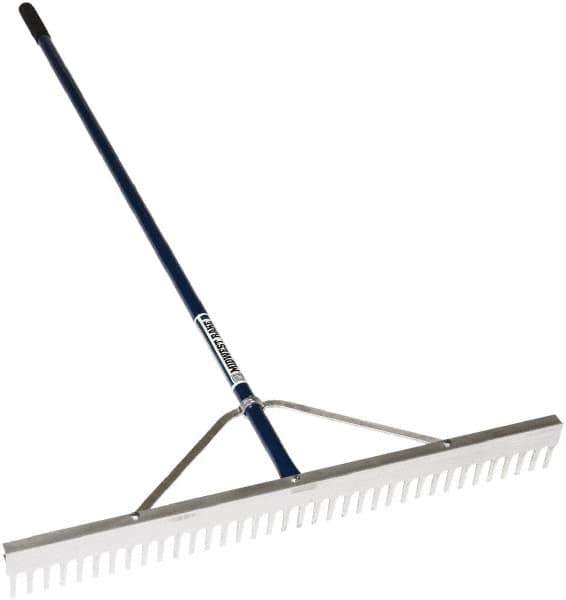 SEYMOUR-MIDWEST - Landscape Rake with 66" Straight Aluminum Handle - 1/2" Blade Width, 24 Tines, 2-1/2" Tine Length - Eagle Tool & Supply