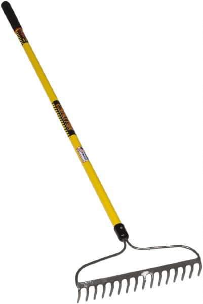 SEYMOUR-MIDWEST - Bow Rake with 60" Straight Fiberglass Handle - 1/2" Blade Width, 16 Tines, 3" Tine Length - Eagle Tool & Supply