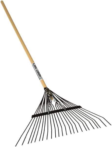 SEYMOUR-MIDWEST - Leaf Rake with 54" Straight Wood Handle - 1/2" Blade Width, 24 Tines, 10" Tine Length - Eagle Tool & Supply