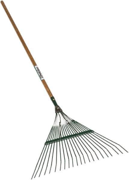 SEYMOUR-MIDWEST - Leaf Rake with 48" Straight Wood Handle - 1/2" Blade Width, 22 Tines, 16" Tine Length - Eagle Tool & Supply