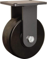 Hamilton - 8" Diam x 3" Wide x 10-1/2" OAH Top Plate Mount Rigid Caster - Phenolic, 3,000 Lb Capacity, Straight Roller Bearing, 5-1/4 x 7-1/4" Plate - Eagle Tool & Supply