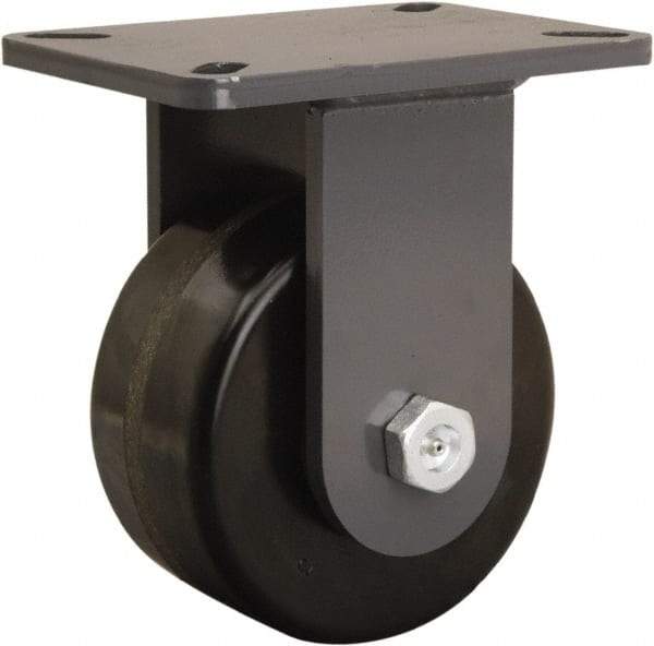 Hamilton - 6" Diam x 3" Wide x 8" OAH Top Plate Mount Rigid Caster - Phenolic, 2,000 Lb Capacity, Tapered Roller Bearing, 5-1/4 x 7-1/4" Plate - Eagle Tool & Supply