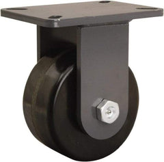 Hamilton - 6" Diam x 3" Wide x 8" OAH Top Plate Mount Rigid Caster - Phenolic, 2,000 Lb Capacity, Tapered Roller Bearing, 5-1/4 x 7-1/4" Plate - Eagle Tool & Supply