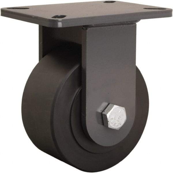 Hamilton - 6" Diam x 3" Wide x 8" OAH Top Plate Mount Rigid Caster - Nylon, 5,400 Lb Capacity, Precision Ball Bearing, 5-1/4 x 7-1/4" Plate - Eagle Tool & Supply