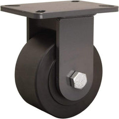 Hamilton - 6" Diam x 3" Wide x 8" OAH Top Plate Mount Rigid Caster - Nylon, 5,400 Lb Capacity, Precision Ball Bearing, 5-1/4 x 7-1/4" Plate - Eagle Tool & Supply