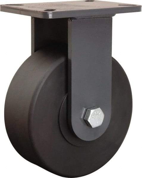 Hamilton - 10" Diam x 3" Wide x 12-1/2" OAH Top Plate Mount Rigid Caster - Nylon, 5,000 Lb Capacity, Precision Ball Bearing, 5-1/4 x 7-1/4" Plate - Eagle Tool & Supply