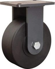 Hamilton - 10" Diam x 3" Wide x 12-1/2" OAH Top Plate Mount Rigid Caster - Nylon, 5,000 Lb Capacity, Precision Ball Bearing, 5-1/4 x 7-1/4" Plate - Eagle Tool & Supply