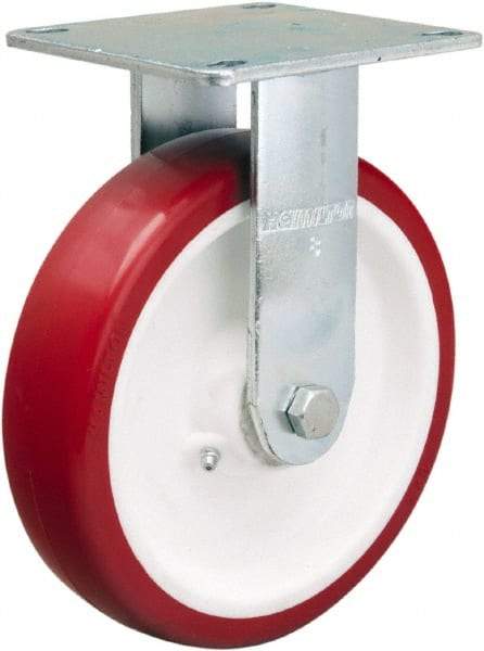 Hamilton - 8" Diam x 2" Wide x 9-1/2" OAH Top Plate Mount Rigid Caster - Polyurethane Mold on Polypropylene, 900 Lb Capacity, Straight Roller Bearing, 5 x 5-1/2" Plate - Eagle Tool & Supply
