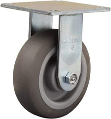 Hamilton - 6" Diam x 2" Wide x 7-1/2" OAH Top Plate Mount Rigid Caster - Rubber Mold on Polyolefin, 410 Lb Capacity, Straight Roller Bearing, 5 x 5-1/2" Plate - Eagle Tool & Supply