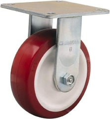 Hamilton - 6" Diam x 2" Wide x 7-1/2" OAH Top Plate Mount Rigid Caster - Polyurethane Mold on Polypropylene, 900 Lb Capacity, Straight Roller Bearing, 5 x 5-1/2" Plate - Eagle Tool & Supply