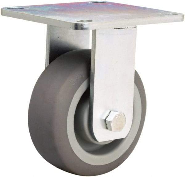 Hamilton - 5" Diam x 2" Wide x 6-1/2" OAH Top Plate Mount Rigid Caster - Rubber Mold on Polyolefin, 350 Lb Capacity, Straight Roller Bearing, 5 x 5-1/2" Plate - Eagle Tool & Supply