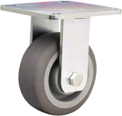 Hamilton - 5" Diam x 2" Wide x 6-1/2" OAH Top Plate Mount Rigid Caster - Rubber Mold on Polyolefin, 350 Lb Capacity, Straight Roller Bearing, 5 x 5-1/2" Plate - Eagle Tool & Supply