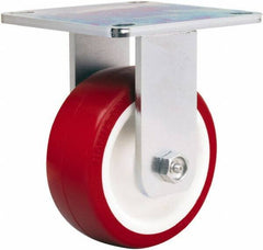 Hamilton - 5" Diam x 2" Wide x 6-1/2" OAH Top Plate Mount Rigid Caster - Polyurethane Mold on Polypropylene, 900 Lb Capacity, Straight Roller Bearing, 5 x 5-1/2" Plate - Eagle Tool & Supply