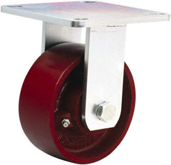 Hamilton - 5" Diam x 2" Wide x 6-1/2" OAH Top Plate Mount Rigid Caster - Cast Iron, 900 Lb Capacity, Sealed Precision Ball Bearing, 5 x 5-1/2" Plate - Eagle Tool & Supply