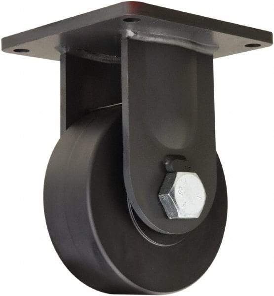 Hamilton - 8" Diam x 3" Wide x 11" OAH Top Plate Mount Rigid Caster - Nylon, 7,200 Lb Capacity, Precision Ball Bearing, 8-1/2 x 8-1/2" Plate - Eagle Tool & Supply