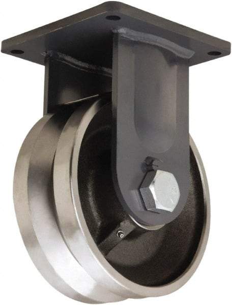 Hamilton - 10" Diam x 4" Wide, Forged Steel Rigid Caster - 16,000 Lb Capacity, Top Plate Mount, 8-1/2" x 8-1/2" Plate, Tapered Roller Bearing - Eagle Tool & Supply