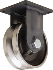 Hamilton - 10" Diam x 4" Wide, Forged Steel Rigid Caster - 16,000 Lb Capacity, Top Plate Mount, 8-1/2" x 8-1/2" Plate, Tapered Roller Bearing - Eagle Tool & Supply