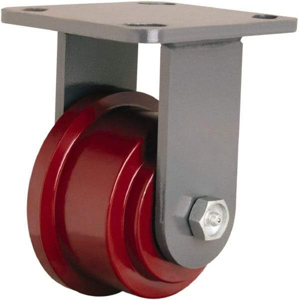 Hamilton - 3-1/2" Diam x 5-3/8" OAH Top Plate Mount Rigid Track - Iron, 1,400 Lb Capacity, Straight Roller Bearing, 4-1/2 x 6-1/2" Plate - Eagle Tool & Supply