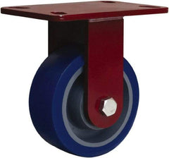 Hamilton - 5" Diam x 2" Wide x 6-3/4" OAH Top Plate Mount Rigid Caster - Polyurethane Mold onto Cast Iron Center, 840 Lb Capacity, Tapered Roller Bearing, 4-1/2 x 6-1/2" Plate - Eagle Tool & Supply