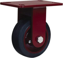Hamilton - 5" Diam x 2" Wide x 6-3/4" OAH Top Plate Mount Rigid Caster - Rubber Mold on Cast Iron, 350 Lb Capacity, Straight Roller Bearing, 4-1/2 x 6-1/2" Plate - Eagle Tool & Supply