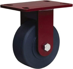 Hamilton - 5" Diam x 2" Wide x 6-3/4" OAH Top Plate Mount Rigid Caster - Nylon, 2,000 Lb Capacity, Sealed Precision Ball Bearing, 4-1/2 x 6-1/2" Plate - Eagle Tool & Supply