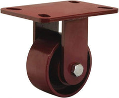 Hamilton - 4" Diam x 2" Wide x 5-5/8" OAH Top Plate Mount Rigid Caster - Cast Iron, 1,000 Lb Capacity, Sealed Precision Ball Bearing, 4-1/2 x 6-1/2" Plate - Eagle Tool & Supply