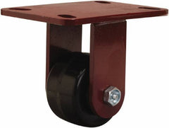 Hamilton - 3-1/4" Diam x 2" Wide x 5-1/4" OAH Top Plate Mount Rigid Caster - Phenolic, 700 Lb Capacity, Straight Roller Bearing, 4-1/2 x 6-1/2" Plate - Eagle Tool & Supply
