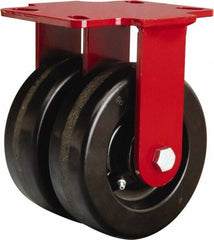 Hamilton - 6" Diam x 2" Wide x 7-3/4" OAH Top Plate Mount Rigid Caster - Phenolic, 2,400 Lb Capacity, Straight Roller Bearing, 4-1/2 x 6-1/2" Plate - Eagle Tool & Supply