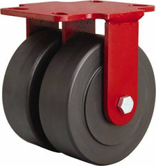 Hamilton - 6" Diam x 2" Wide x 7-3/4" OAH Top Plate Mount Rigid Caster - Nylon, 2,500 Lb Capacity, Sealed Precision Ball Bearing, 4-1/2 x 6-1/2" Plate - Eagle Tool & Supply