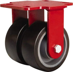 Hamilton - 5" Diam x 2" Wide x 6-3/4" OAH Top Plate Mount Rigid Caster - Polyurethane Mold onto Cast Iron Center, 2,720 Lb Capacity, Sealed Precision Ball Bearing, 4-1/2 x 6-1/2" Plate - Eagle Tool & Supply