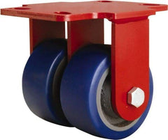 Hamilton - 4" Diam x 2" Wide x 5-5/8" OAH Top Plate Mount Rigid Caster - Polyurethane Mold onto Cast Iron Center, 1,200 Lb Capacity, Sealed Precision Ball Bearing, 4-1/2 x 6-1/2" Plate - Eagle Tool & Supply