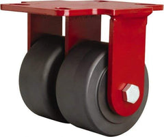 Hamilton - 4" Diam x 2" Wide x 5-5/8" OAH Top Plate Mount Dual Rigid Caster - Nylon, 2,500 Lb Capacity, Sealed Precision Ball Bearing, 4-1/2 x 6-1/2" Plate - Eagle Tool & Supply