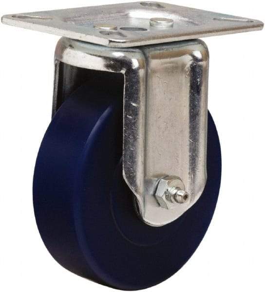 Hamilton - 4" Diam x 1-1/4" Wide x 5-1/16" OAH Top Plate Mount Rigid Caster - Polyurethane, 400 Lb Capacity, Straight Roller Bearing, 3-1/8 x 4-1/8" Plate - Eagle Tool & Supply