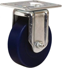 Hamilton - 4" Diam x 1-1/4" Wide x 5-1/16" OAH Top Plate Mount Rigid Caster - Polyurethane, 400 Lb Capacity, Straight Roller Bearing, 3-1/8 x 4-1/8" Plate - Eagle Tool & Supply