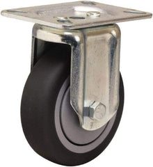Hamilton - 4" Diam x 1-3/8" Wide x 5-1/16" OAH Top Plate Mount Rigid Caster - Rubber Mold on Polyolefin, 250 Lb Capacity, Precision Ball Bearing, 3-1/8 x 4-1/8" Plate - Eagle Tool & Supply