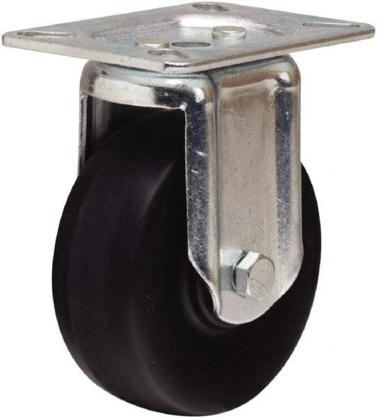 Hamilton - 4" Diam x 1-1/2" Wide x 5-1/16" OAH Top Plate Mount Rigid Caster - Hard Rubber, 300 Lb Capacity, Self-Lubricating Bearing, 3-1/8 x 4-1/8" Plate - Eagle Tool & Supply