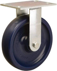 Hamilton - 8" Diam x 2" Wide x 9-1/2" OAH Top Plate Mount Rigid Caster - Polyurethane, 900 Lb Capacity, Sealed Precision Ball Bearing, 4-1/2 x 6-1/4" Plate - Eagle Tool & Supply