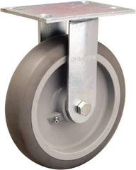 Hamilton - 8" Diam x 2" Wide x 9-1/2" OAH Top Plate Mount Rigid Caster - Rubber Mold on Polyolefin, 500 Lb Capacity, Straight Roller Bearing, 4-1/2 x 6-1/4" Plate - Eagle Tool & Supply
