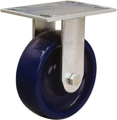 Hamilton - 6" Diam x 2" Wide x 7-1/2" OAH Top Plate Mount Rigid Caster - Polyurethane, 900 Lb Capacity, Sealed Precision Ball Bearing, 4-1/2 x 6-1/4" Plate - Eagle Tool & Supply