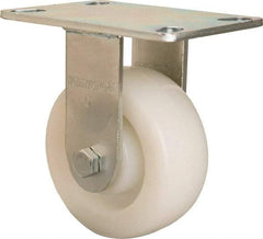 Hamilton - 5" Diam x 2" Wide x 6-1/2" OAH Top Plate Mount Rigid Caster - Nylon, 900 Lb Capacity, Sealed Precision Ball Bearing, 4-1/2 x 6-1/4" Plate - Eagle Tool & Supply