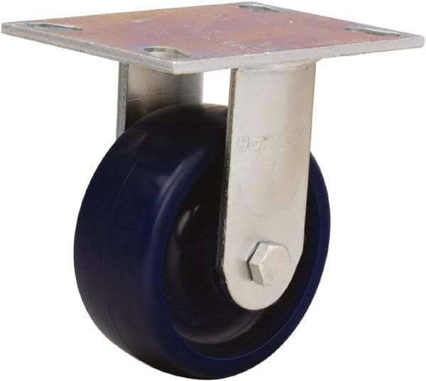 Hamilton - 5" Diam x 2" Wide x 6-1/2" OAH Top Plate Mount Rigid Caster - Polyurethane, 900 Lb Capacity, Sealed Precision Ball Bearing, 4-1/2 x 6-1/4" Plate - Eagle Tool & Supply