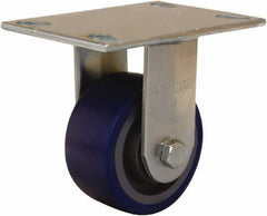 Hamilton - 4" Diam x 2" Wide x 5-5/8" OAH Top Plate Mount Rigid Caster - Polyurethane Mold onto Cast Iron Center, 600 Lb Capacity, Sealed Precision Ball Bearing, 4-1/2 x 6-1/4" Plate - Eagle Tool & Supply