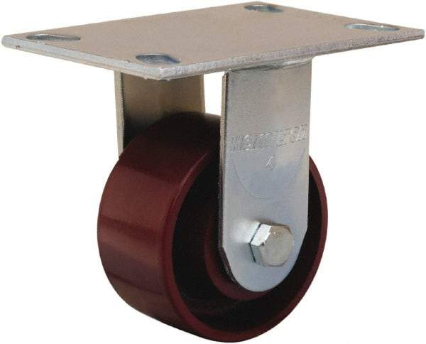 Hamilton - 4" Diam x 2" Wide x 5-5/8" OAH Top Plate Mount Rigid Caster - Cast Iron, 900 Lb Capacity, Sealed Precision Ball Bearing, 4-1/2 x 6-1/4" Plate - Eagle Tool & Supply