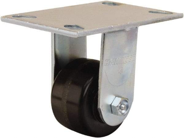 Hamilton - 3-1/4" Diam x 2" Wide x 5-1/4" OAH Top Plate Mount Rigid Caster - Phenolic, 700 Lb Capacity, Straight Roller Bearing, 4-1/2 x 6-1/4" Plate - Eagle Tool & Supply