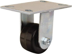 Hamilton - 3-1/4" Diam x 2" Wide x 5-1/4" OAH Top Plate Mount Rigid Caster - Phenolic, 700 Lb Capacity, Straight Roller Bearing, 4-1/2 x 6-1/4" Plate - Eagle Tool & Supply